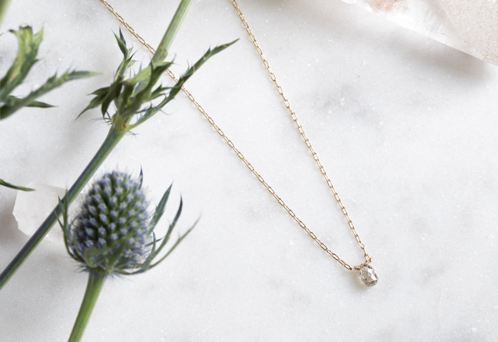 Simple Diamond Briolette Necklace