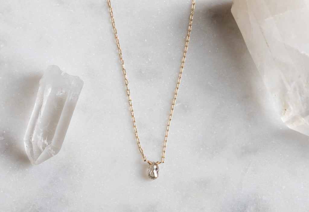 Simple Diamond Briolette Necklace