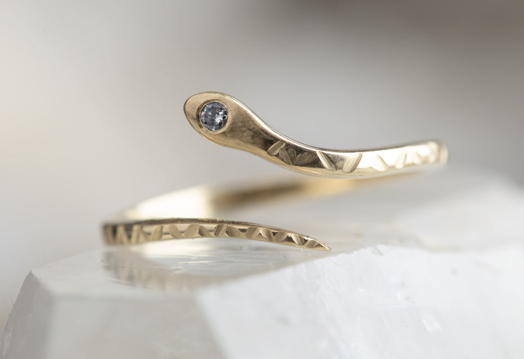 Salt & Pepper Diamond Serpent Ring