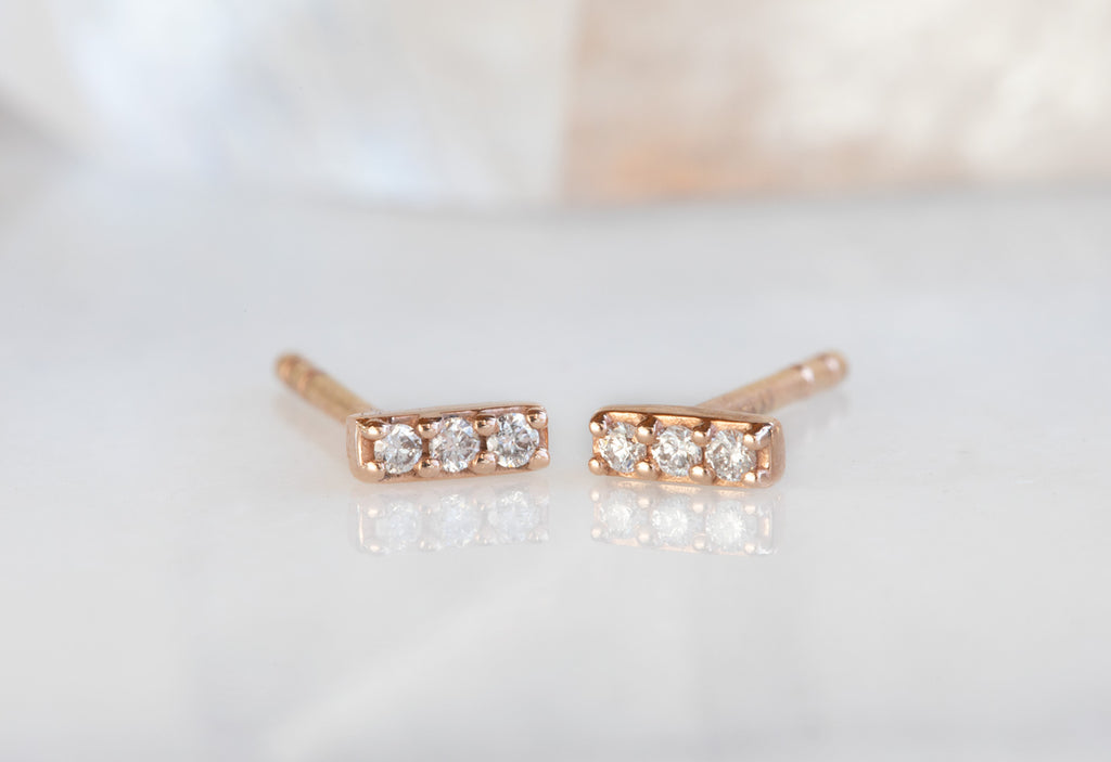 Teensy Diamond Bar Studs