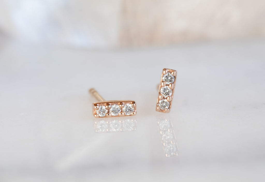 Teensy Diamond Bar Studs