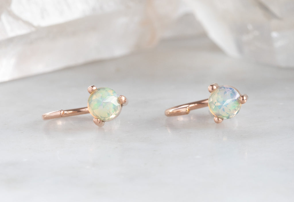 Opal Huggie Stud Earrings