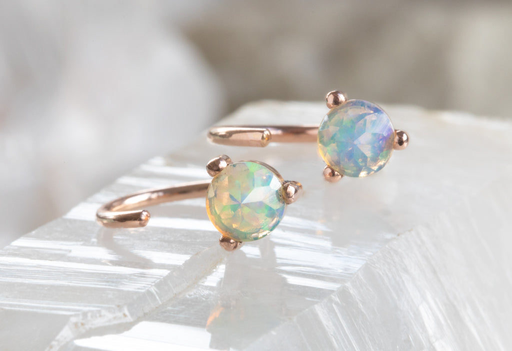 Opal Huggie Stud Earrings