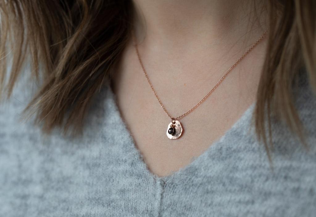 Black Diamond Petal Necklace on Model