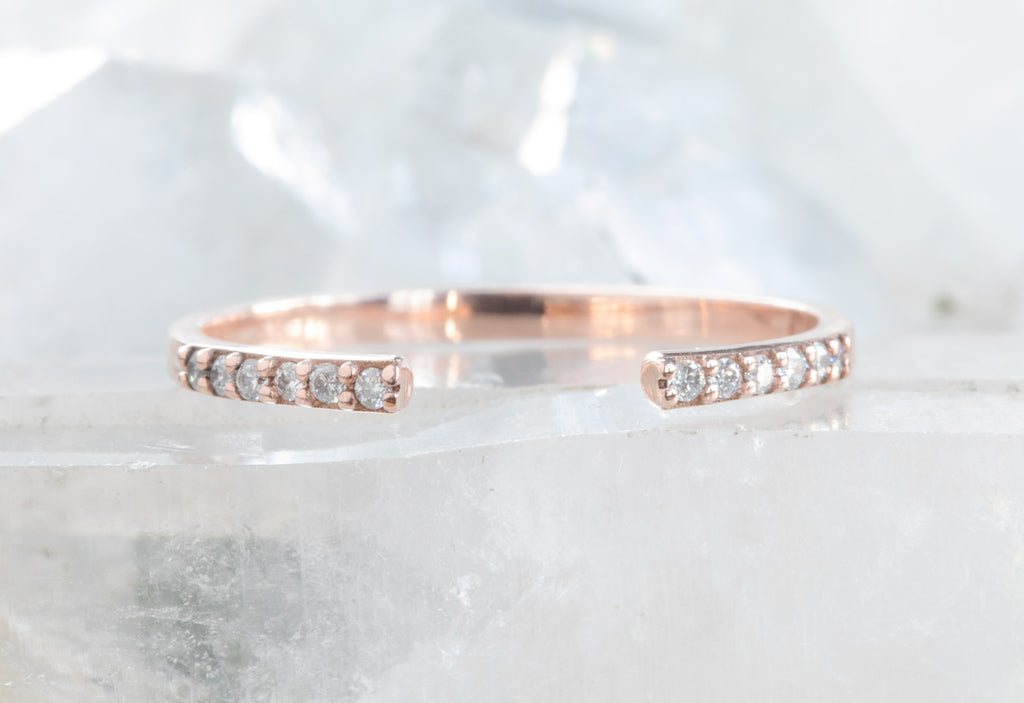 Open Cuff Pavé Diamond Band on crystal-14k Rose Gold