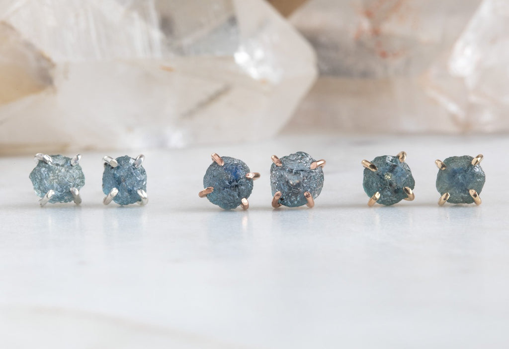 Raw Sapphire Stud Earrings