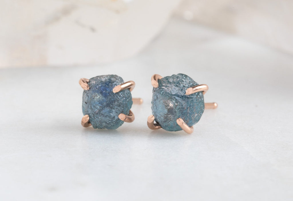 Raw Sapphire Stud Earrings