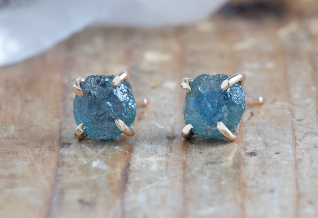 Raw Sapphire Stud Earrings