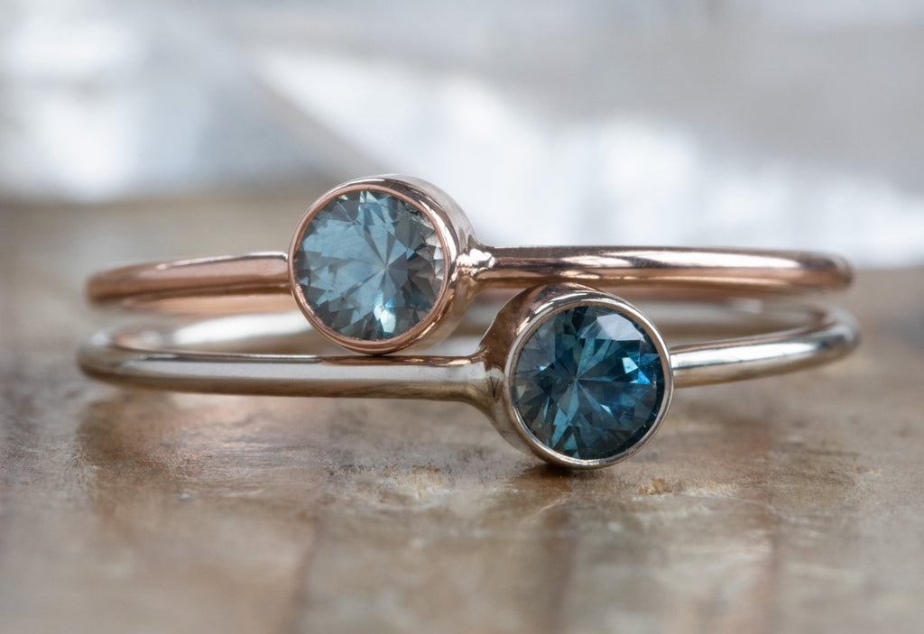 Round Cut Montana Sapphire Stacking Ring