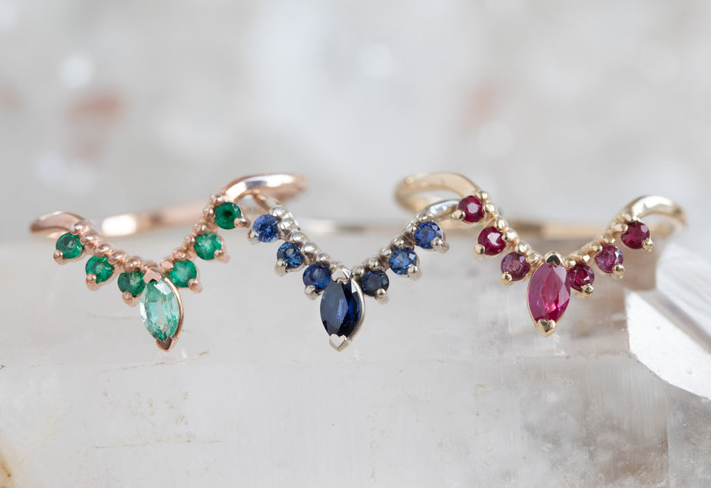 Gemstone Sunburst Stacking Ring