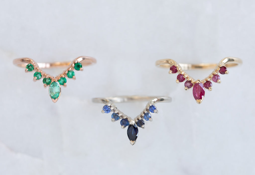 Gemstone Sunburst Stacking Ring