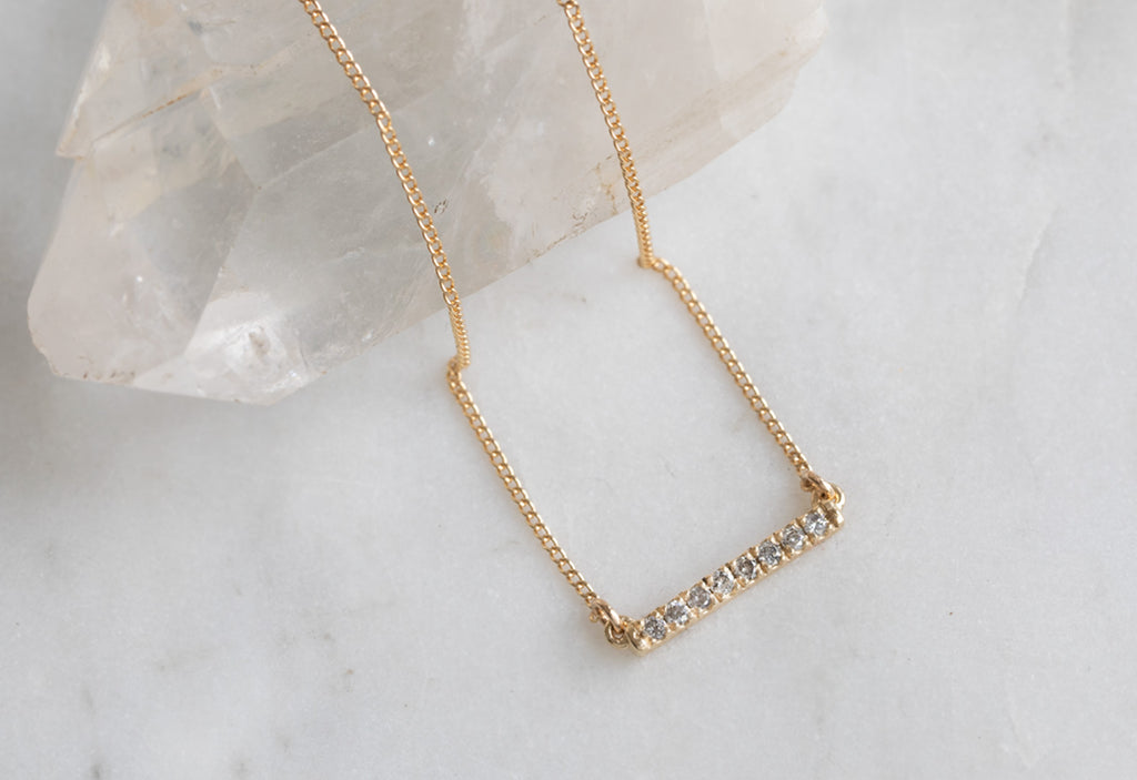 Salt + Pepper Diamond Bar Necklace