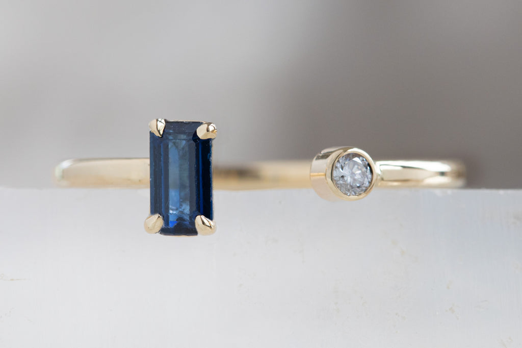 Open Cuff Sapphire + Diamond Ring