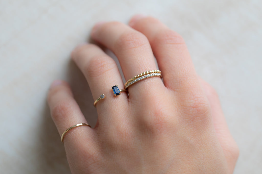 Open Cuff Sapphire + Diamond Ring