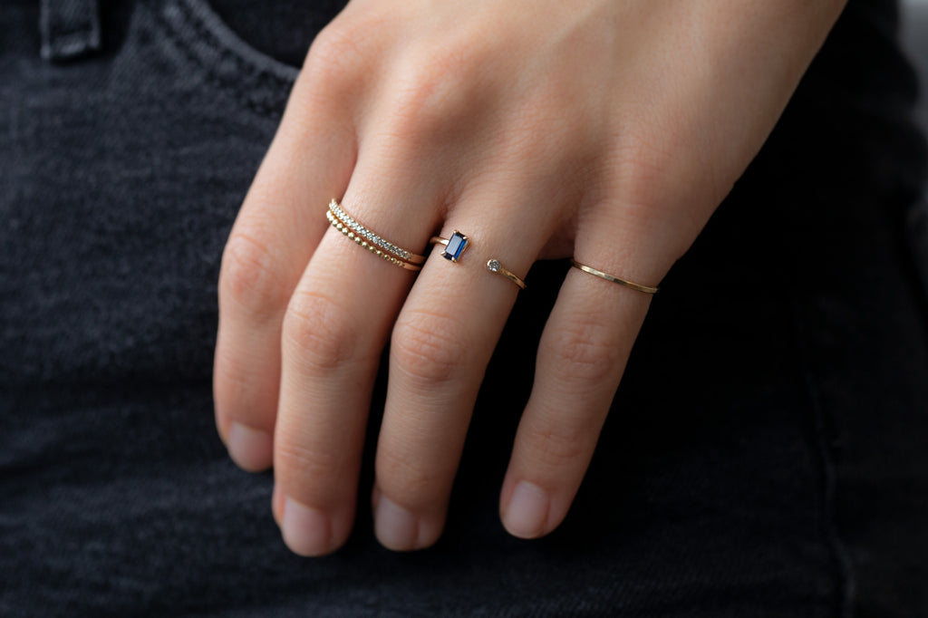 Open Cuff Sapphire + Diamond Ring