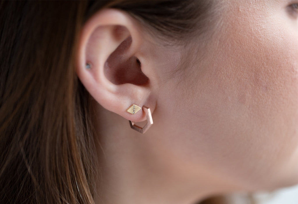 Stud Earrings Stacked on Model