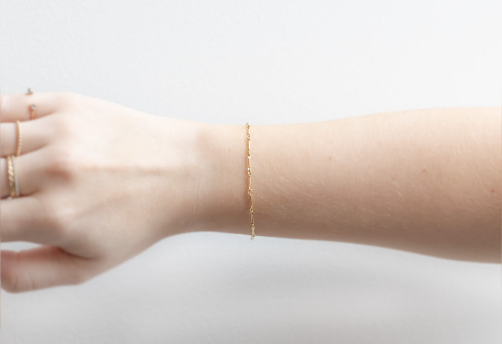 Bar Chain Anklet Worn as Bracelet on Model