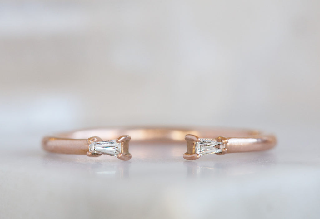 Rose Gold Open Cuff Baguette Diamond Ring