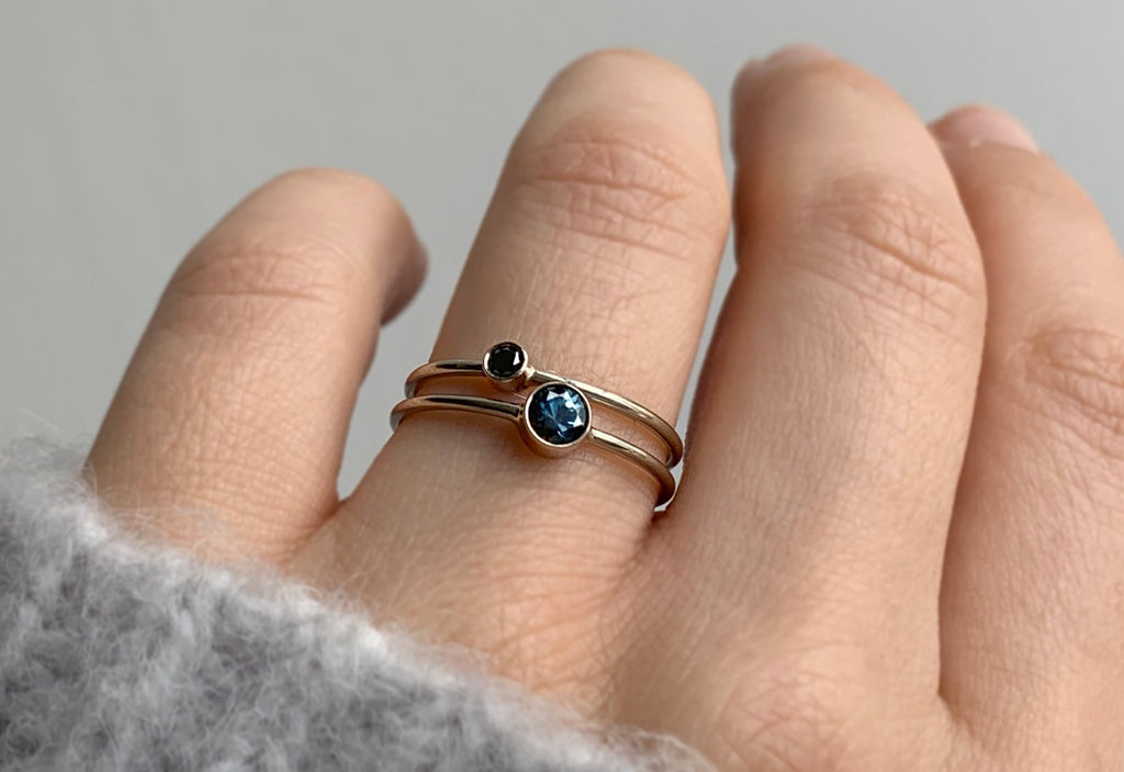 Round Cut Montana Sapphire Stacking Ring