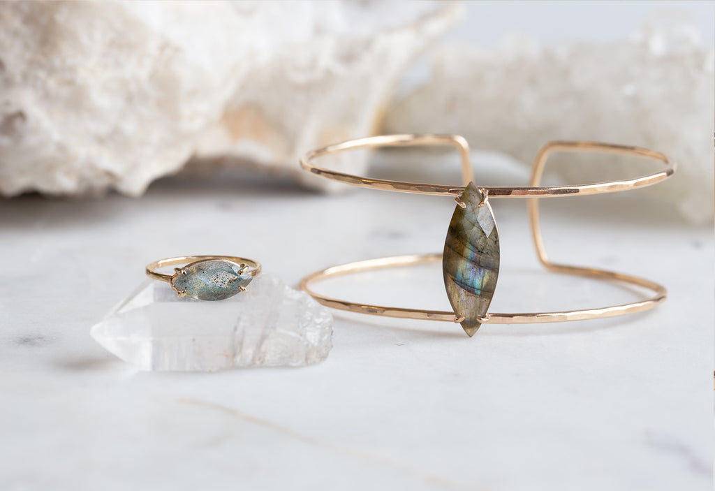 Labradorite Cage Cuff and Ring