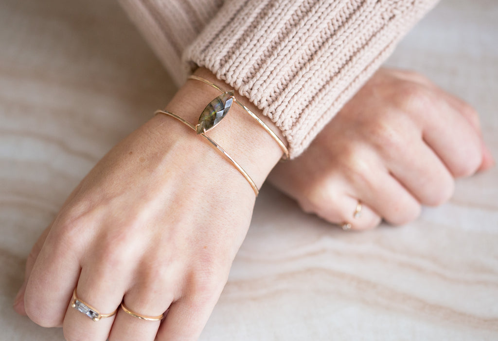 Labradorite Cage Cuff on Model