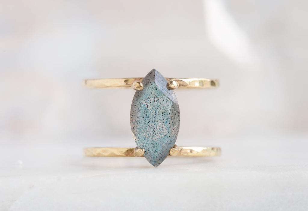 Yellow Gold Labradorite Cage Ring