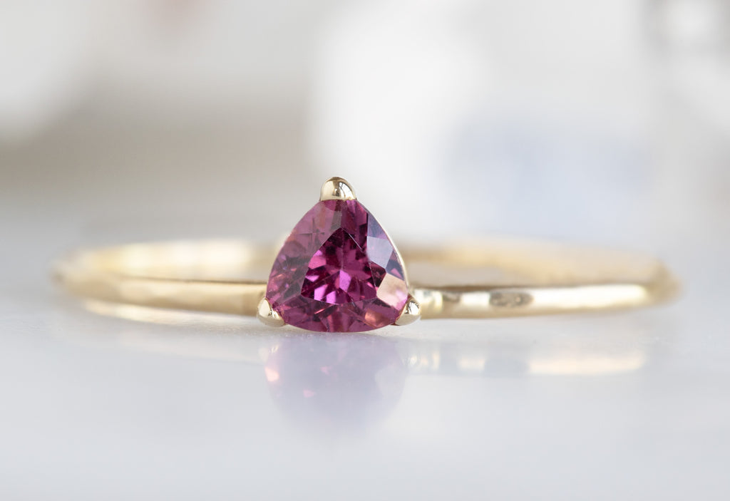 Pink Garnet Crown Ring-14k Yellow Gold