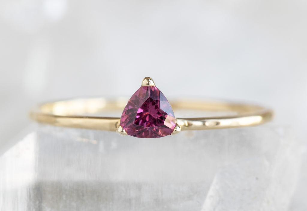 Pink Garnet Crown Ring-14k Yellow Gold