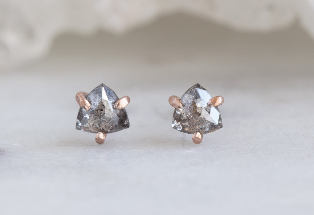 Natural Rose Cut Diamond Trillion Studs