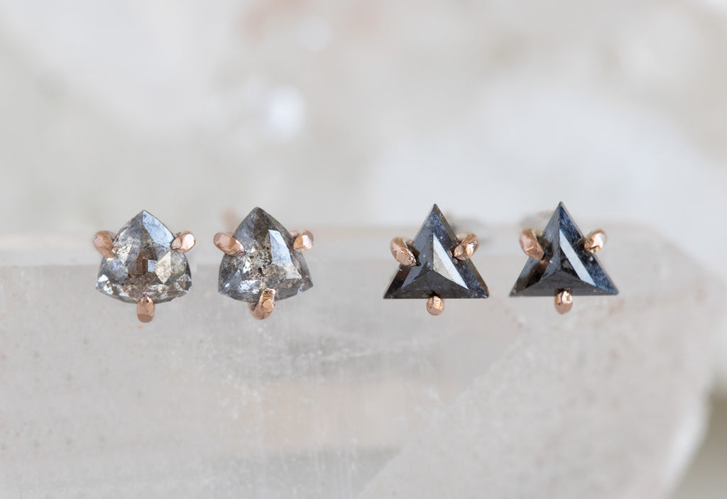 Natural Rose Cut Diamond Trillion Studs