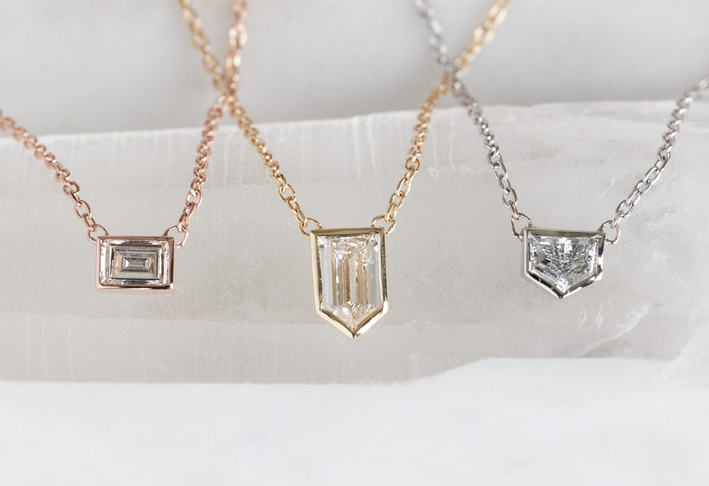 One of a Kind Custom Geometric White Diamond Necklaces