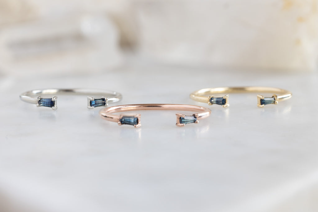 Open Cuff Montana Sapphire Baguette Rings