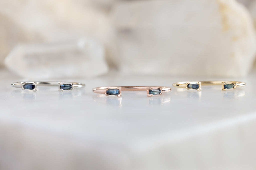 Open Cuff Montana Sapphire Baguette Rings