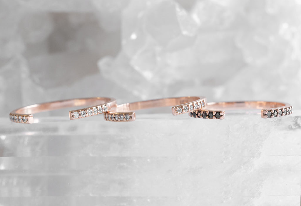 Open Cuff Pavé Diamond Band with all Diamond Options-14k Rose Gold