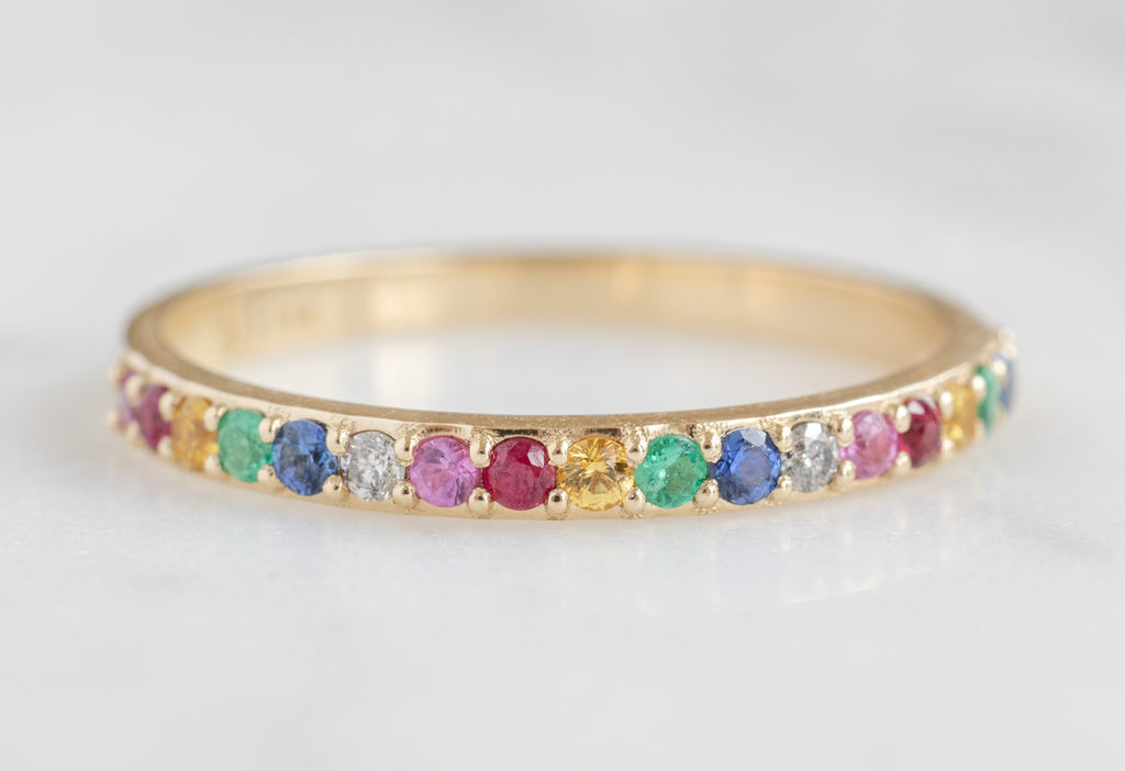 Pavé Rainbow Eternity Band-14k Yellow Gold