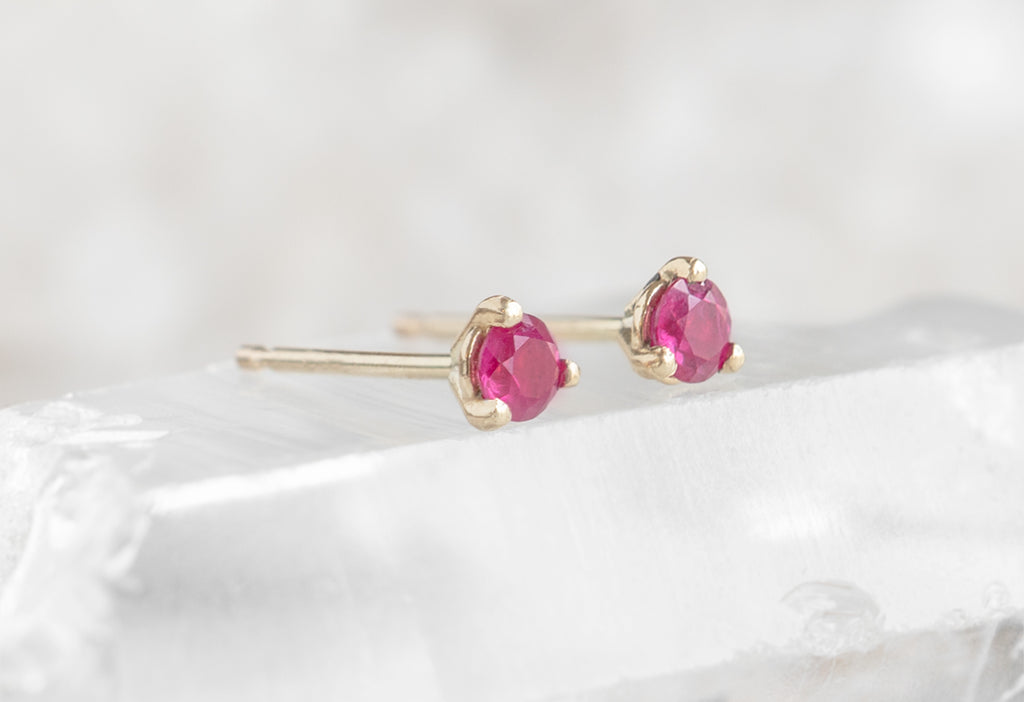 Round-Cut Ruby Stud Earrings