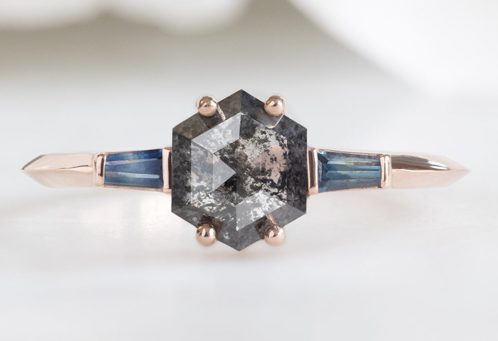 The Ash Ring with a Salt and Pepper Hexagon Diamond