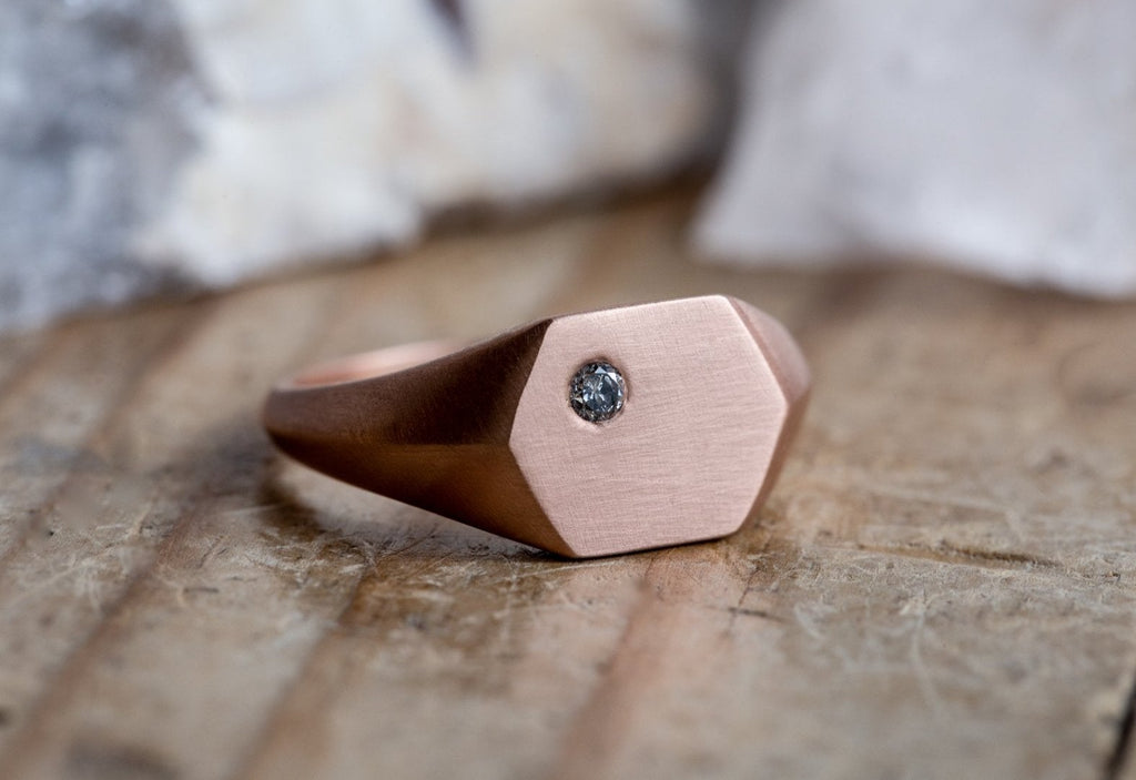 The Hexagon Diamond Signet Ring