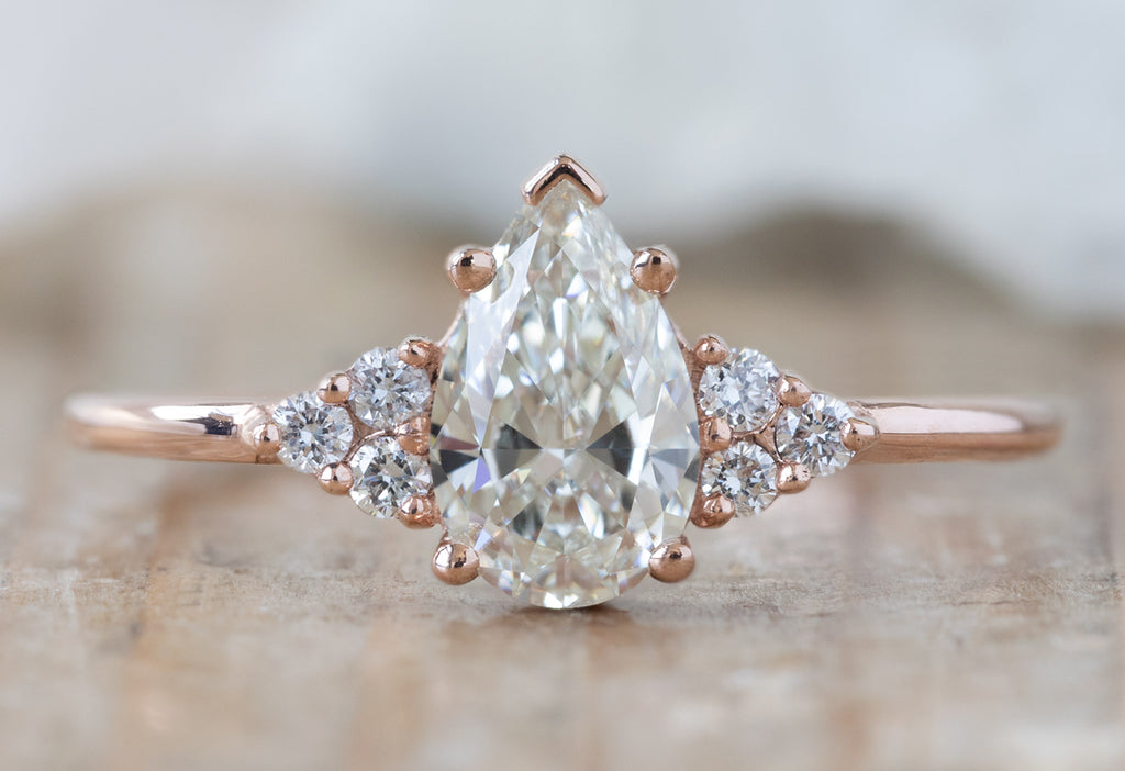 The Ivy Ring with a Pear-Cut White Diamond