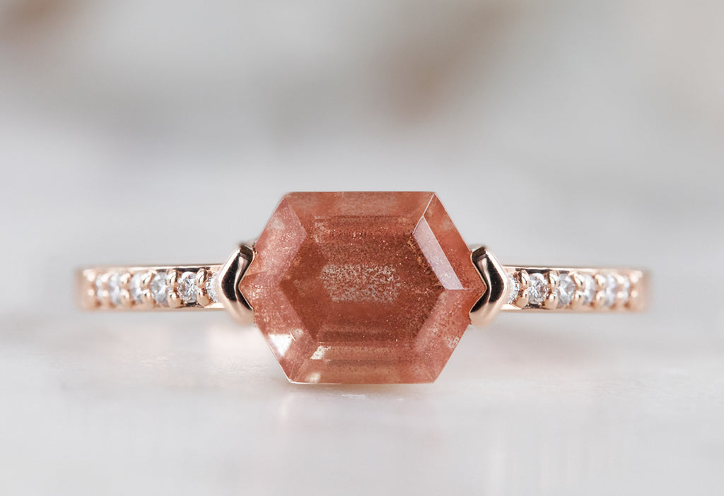 The Willow Ring with a Sunstone Hexagon