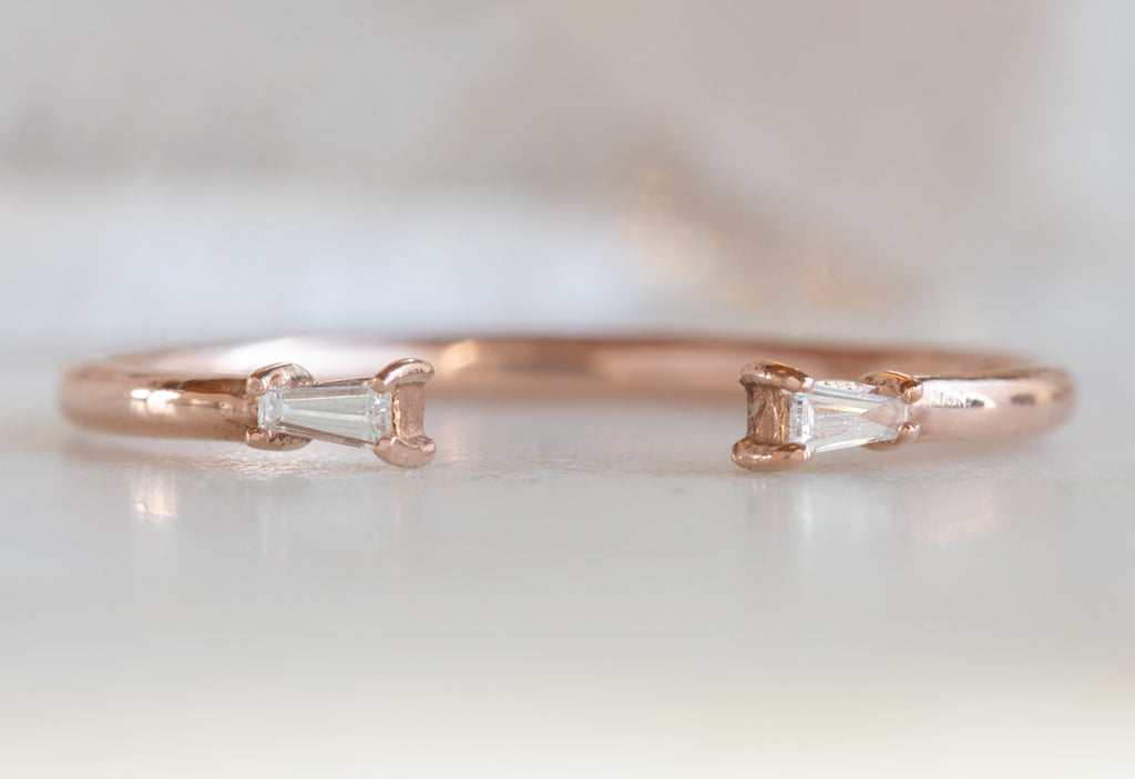 Rose Gold Open Cuff Baguette Diamond Ring