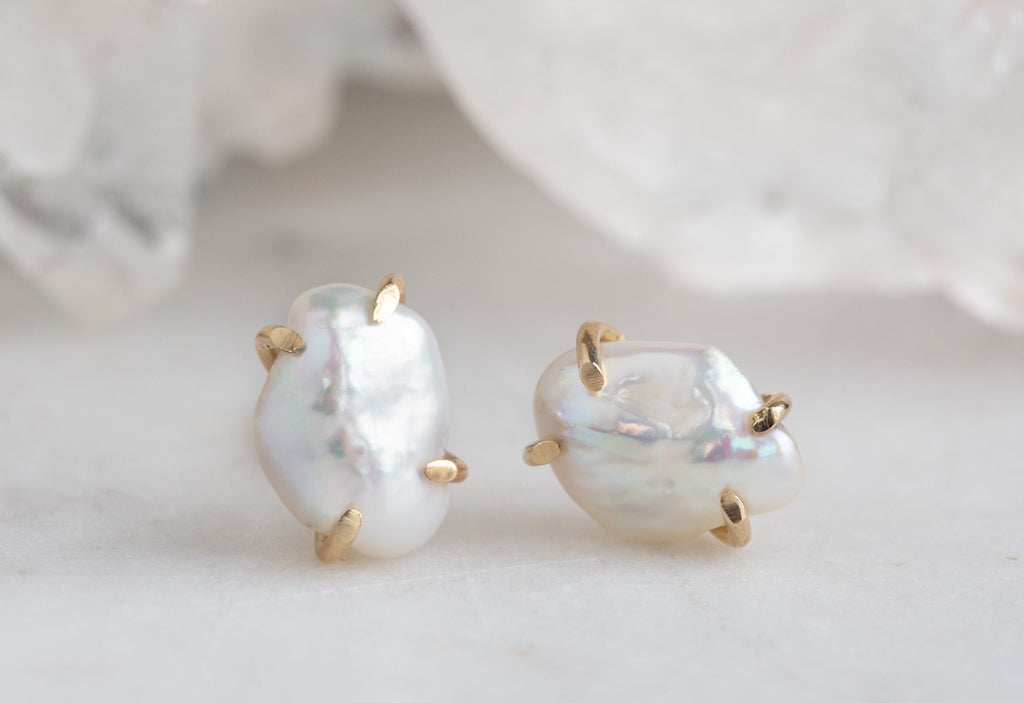 Keshi Pearl Stud Earrings