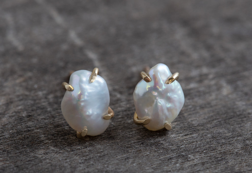 Keshi Pearl Stud Earrings