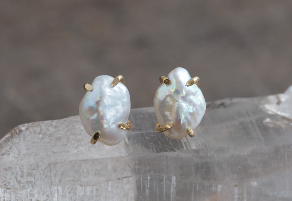 Keshi Pearl Stud Earrings