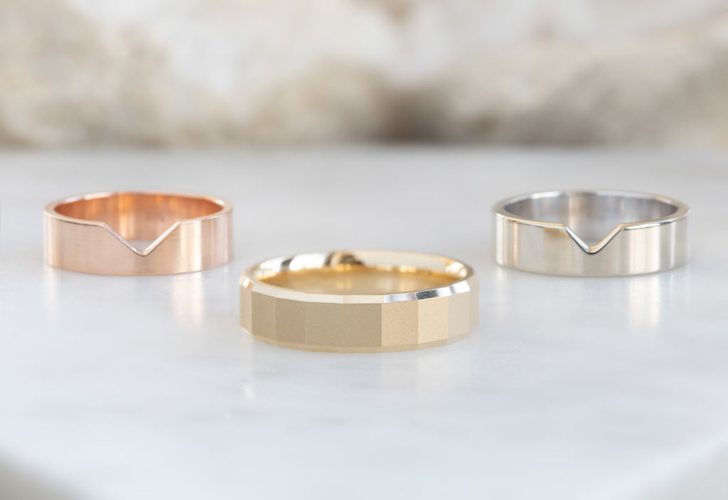 Faceted Gold Wedding Band