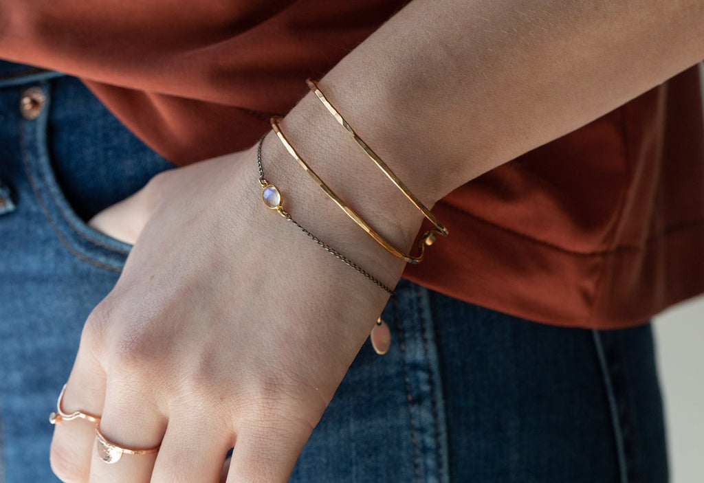 Rose Cut Moonstone Chain Bracelet