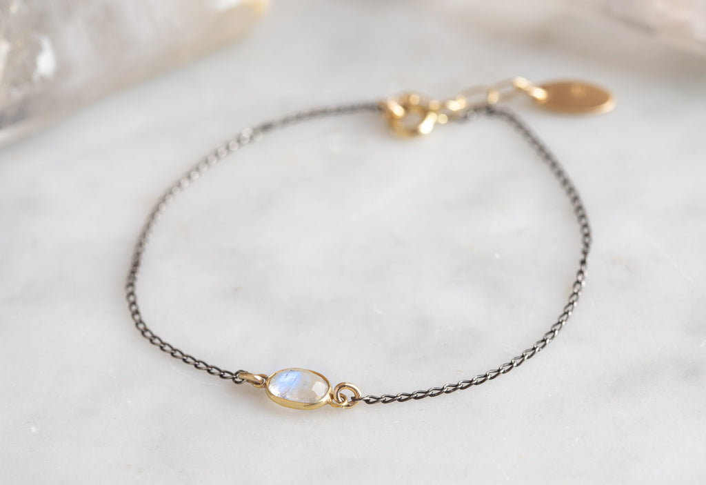 Rose Cut Moonstone Chain Bracelet