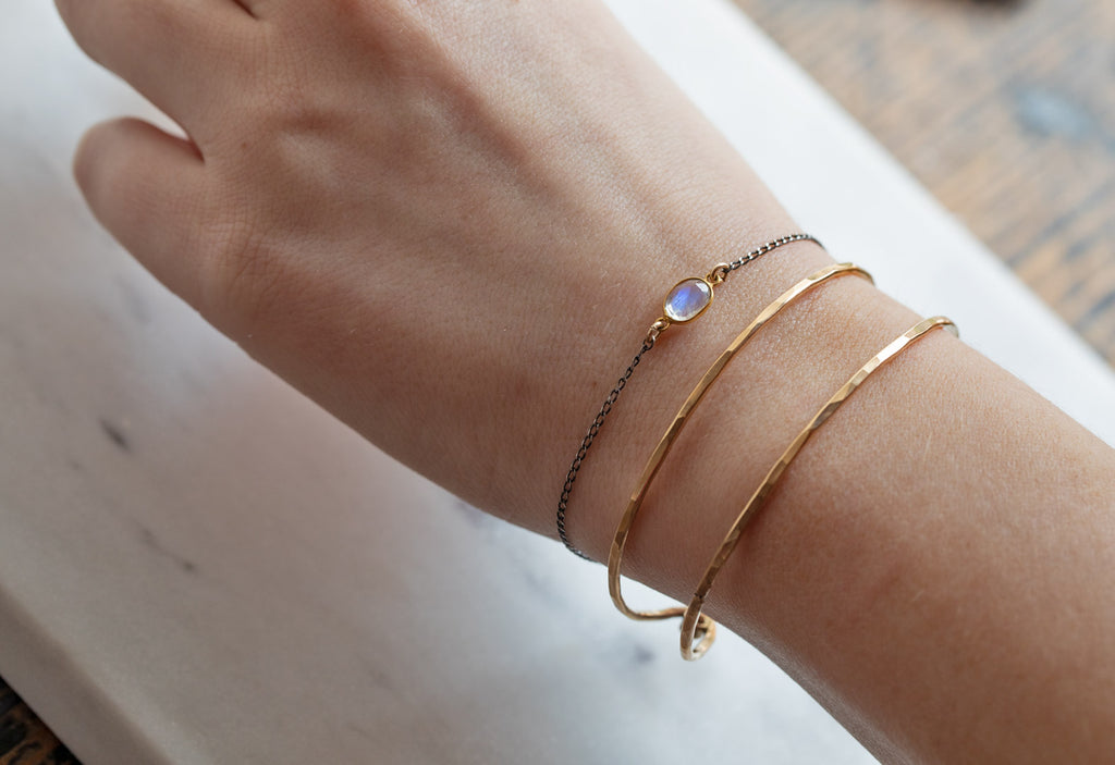 Rose Cut Moonstone Chain Bracelet