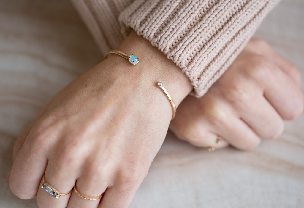 Opal + Diamond Cuff Bracelet