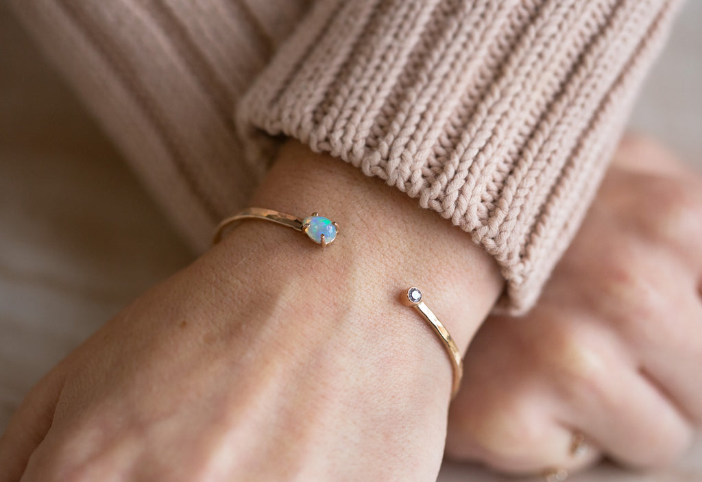 Opal + Diamond Cuff Bracelet